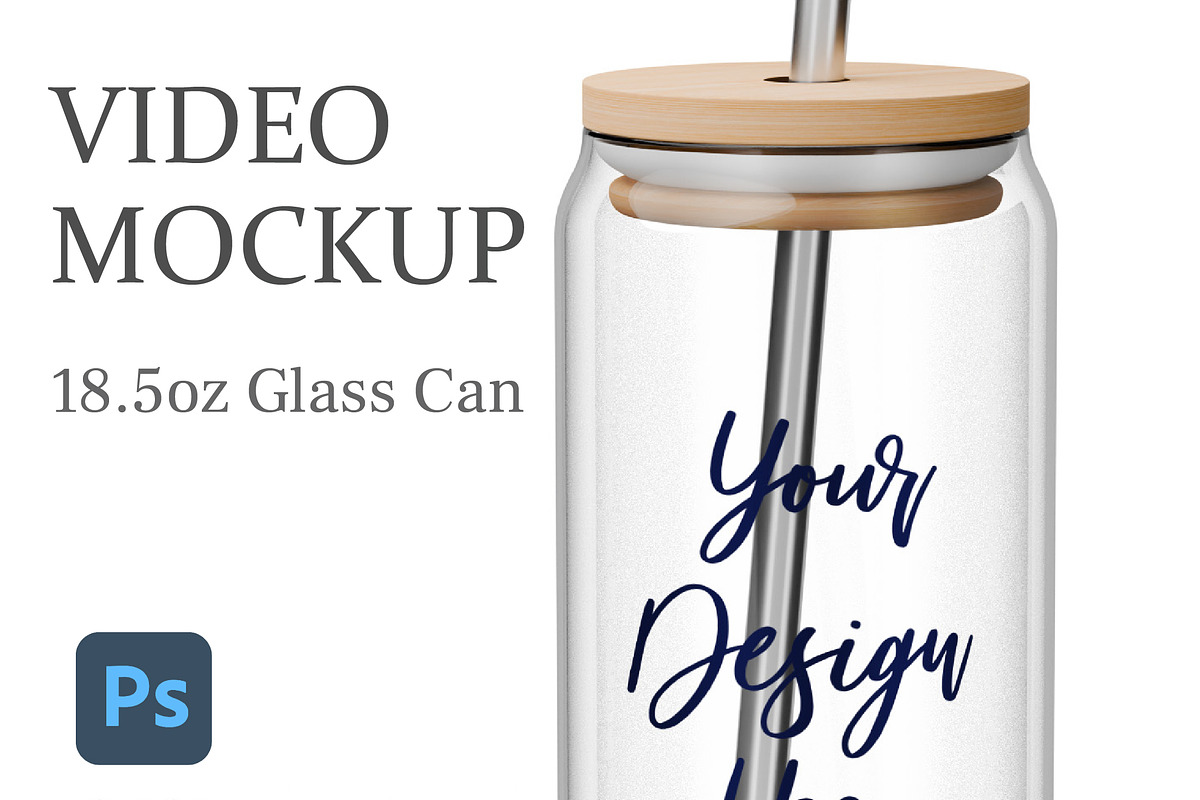 18.5oz Glass Can Mockup, a Cups & Container Mockup by MockupsBox (Photo 1 of 6)