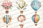 Floral Hot Air Balloons Clipart, an Illustration by DreamCafeArt (Thumbnail 3 of 7)
