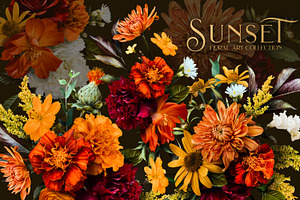 Sunset Floral Art Collection