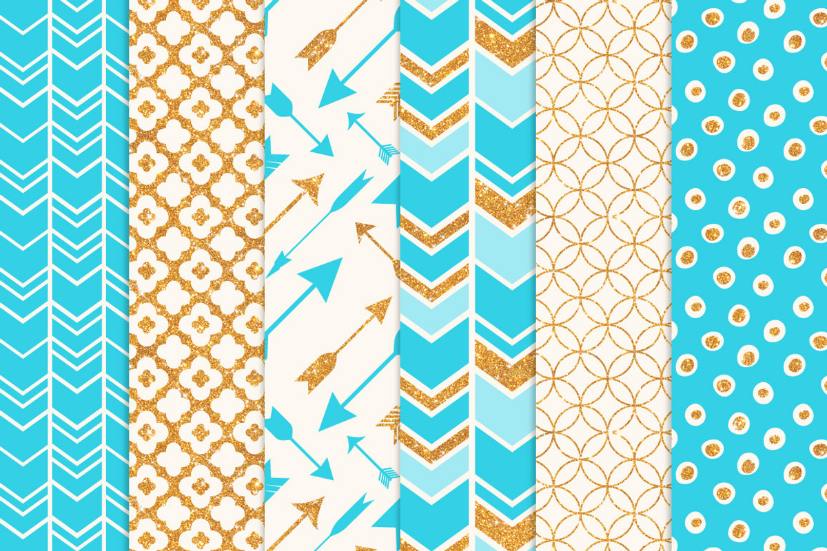 Tropical Blue Glitter Patterns, a Pattern Graphic by Amanda Ilkov (Photo 3 of 3)