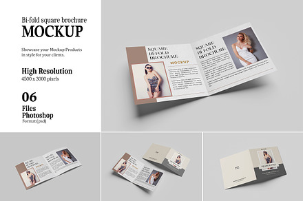 Square Bi-fold Brochure Mockup