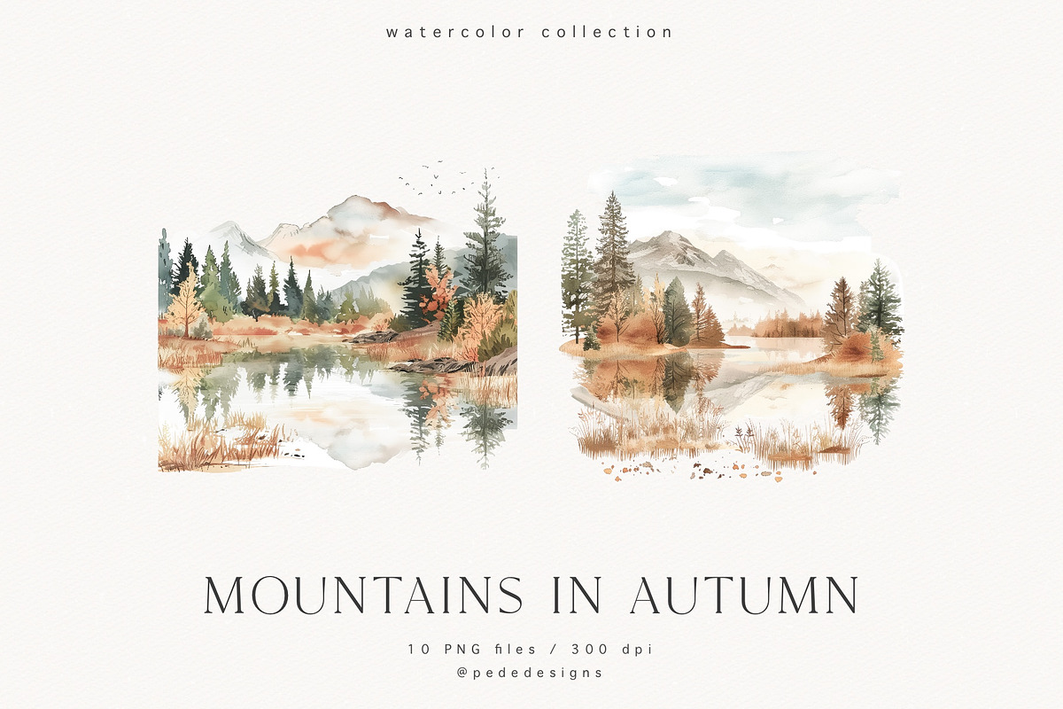 Mountains In Autumn, a Seasonal Illustration by PeDe Designs (Photo 3 of 6)