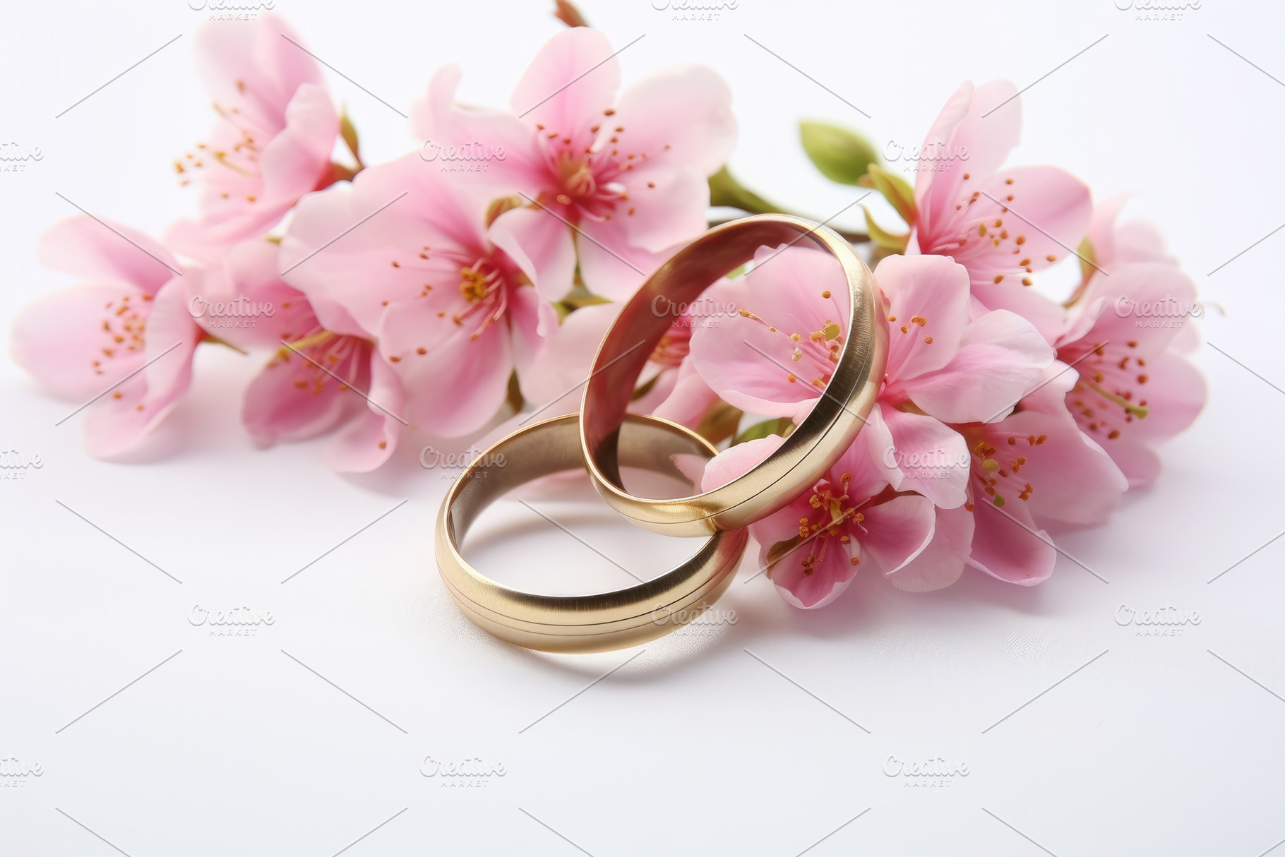 Wedding rings and spring flowers on, a Photo by Iftikhar Alam