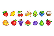 Pixel fruits. Pixelated icons fruit, a Food Illustration by LadadikArt (Thumbnail 1 of 3)