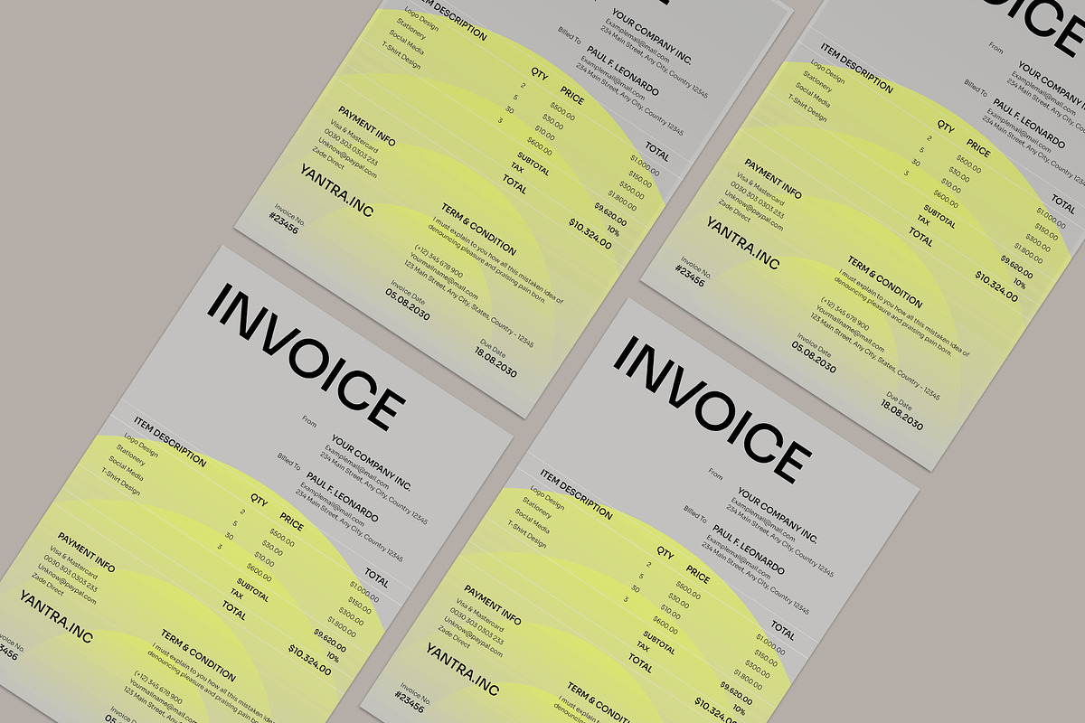Grey Green Creative Invoice, a Stationery Template by Neermana (Photo 4 of 4)
