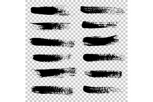 Set of black paint, ink brush strokes, brushes, lines., a Texture Illustration by Mila Di Art