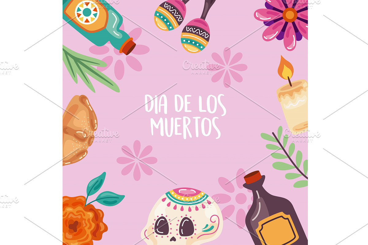 dia de los muertos lettering, an Illustration by studiogstock