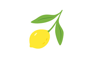 Bright yellow lemon with green, a Food Illustration by GraphiShop