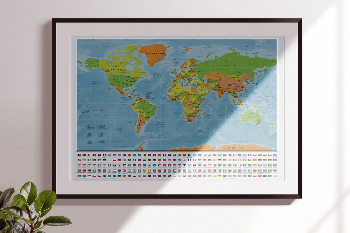 World Map Poster Bundle with Flags, an Education Illustration by AdrianDragne (Photo 10 of 11)