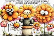 Quirky Flowers Funny Clipart Bundle, an Illustration by Canvas Craft (Thumbnail 1 of 7)