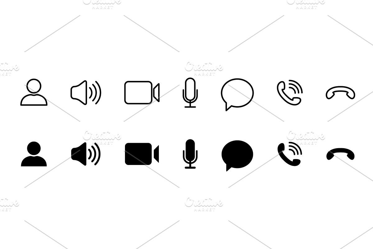 Video call icons set, an Object Illustration by Vector Creator