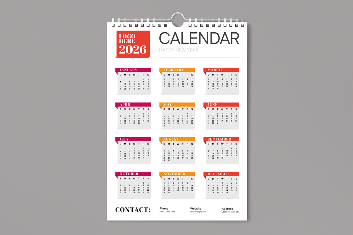 Calendar 2026 Layout Template, a Stationery Template by MightyDesign (Photo 1 of 6)