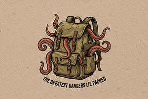 Tentacle bag illustration, an Animal Illustration by Vectorlina