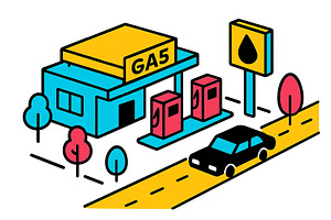 Gas station vector illustration, an Object Illustration by ZinetroN