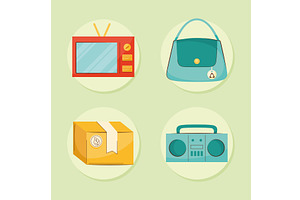 four flea market icons, an Object Illustration by studiogstock