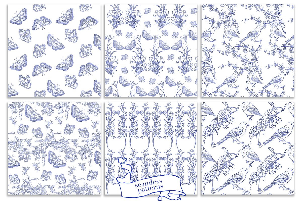 Blue Gardens Chinoiserie set, a Texture Illustration by Patishop Art (Photo 11 of 11)