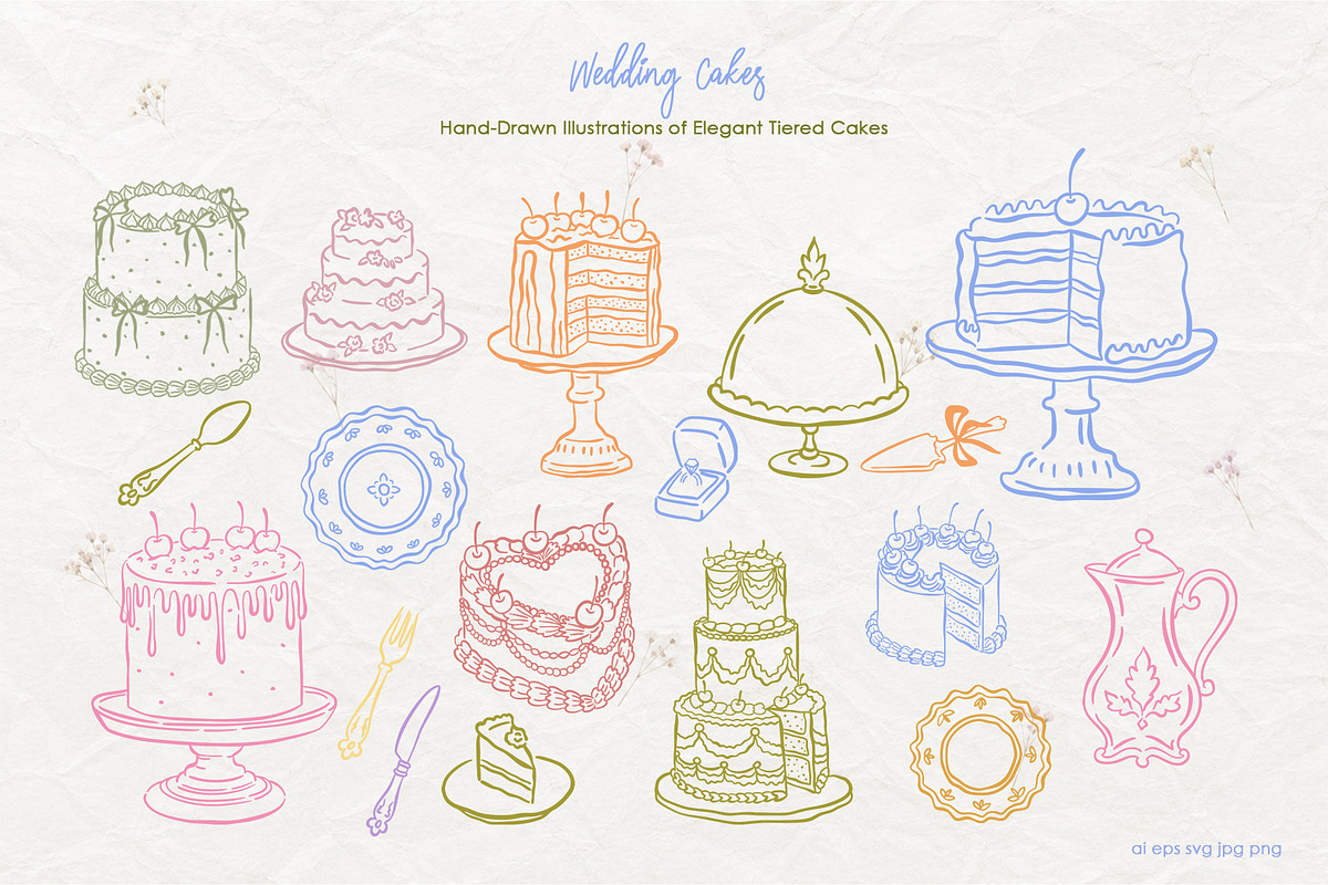 Dopamine Garden Wedding Clipart Pack, a Decorative Illustration by SunnJaneArt (Photo 16 of 20)