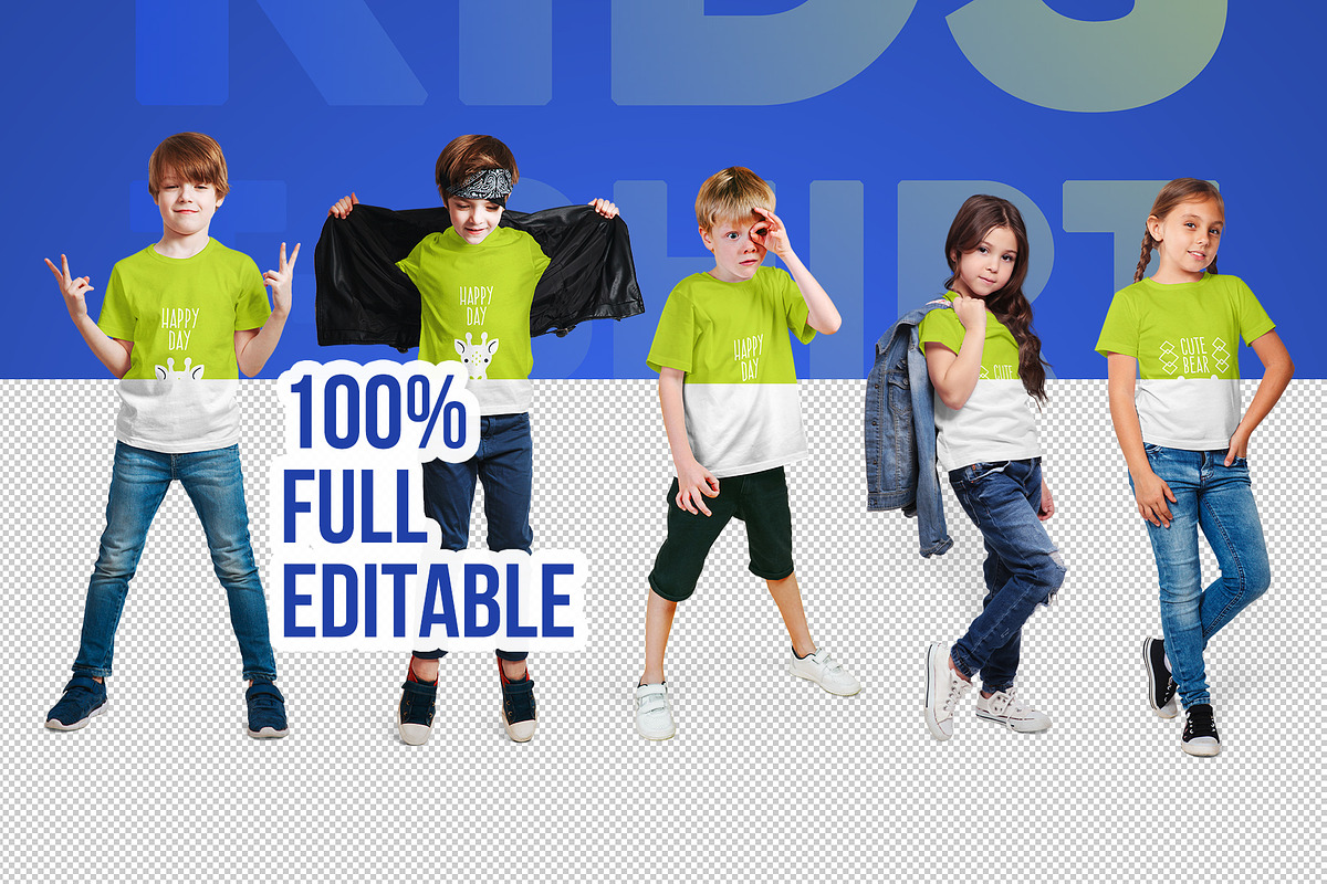 Mixed Kids T-Shirt PSD Mockups Vol5, a Shirt Mockup by Hi, Mock-Up! (Photo 2 of 15)