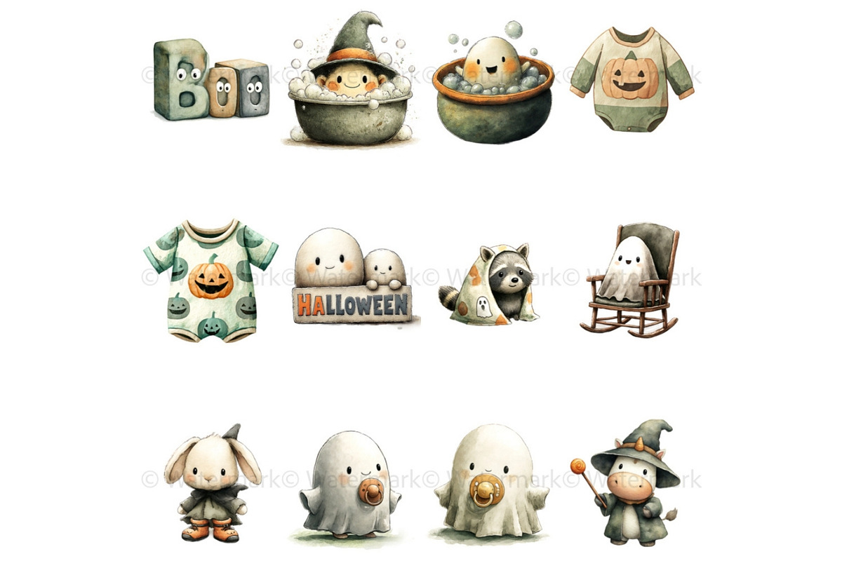 Halloween Baby Shower PNG & Patterns, a Seasonal Illustration by Nicole Branger Art (Photo 7 of 23)