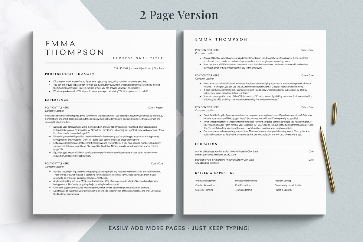 Modern ATS Resume Template for Word, a Resume Template by Get Landed (Photo 3 of 10)
