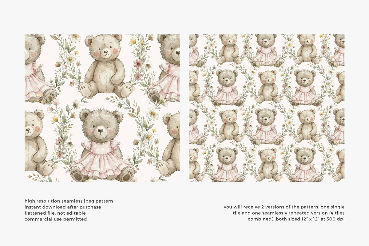 Teddy bear seamless pattern, a Pattern Graphic by Pink Studio Art (Photo 2 of 4)
