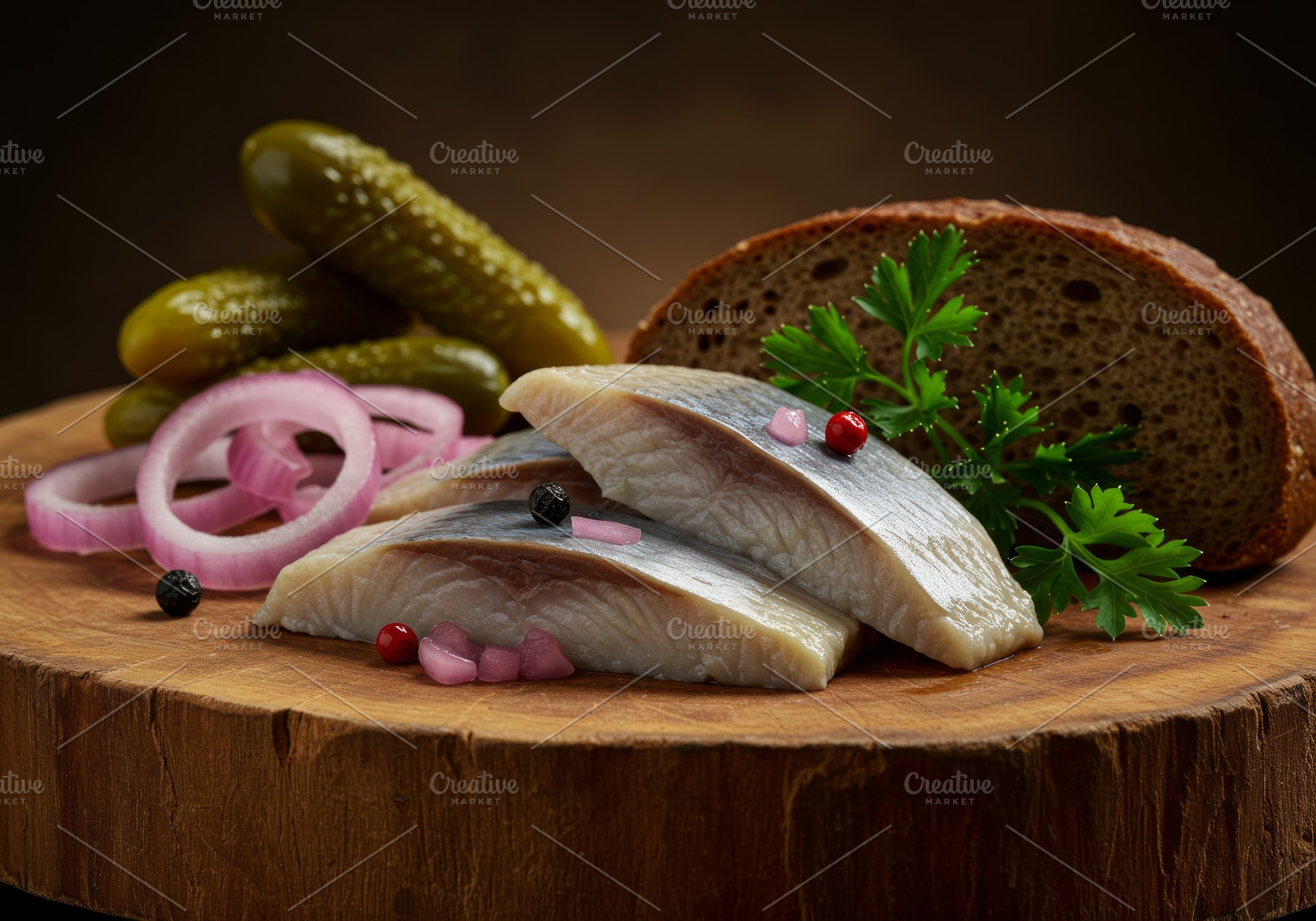 Pickled herring fillets with red oni, a Food & Drink Photo by professorinc
