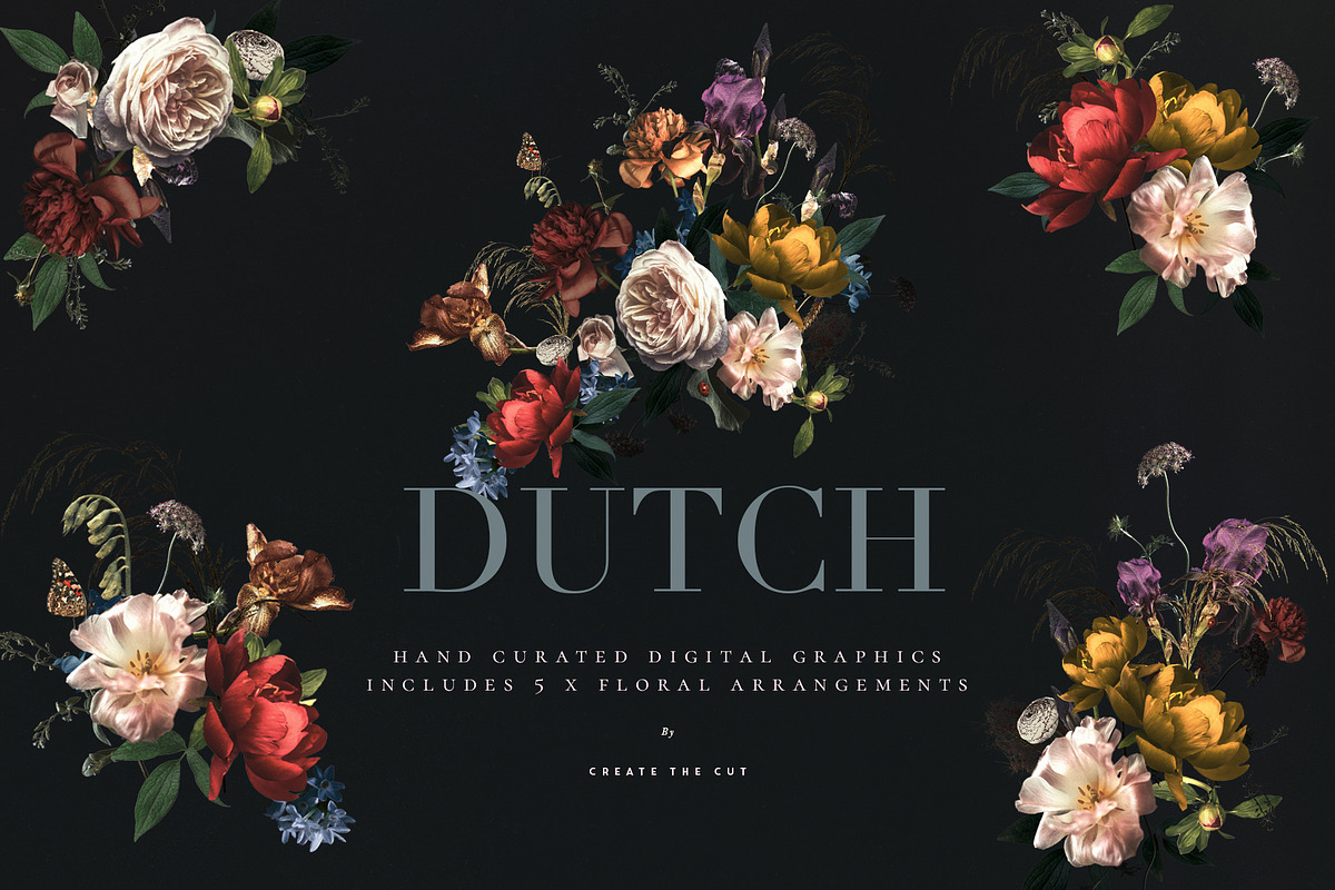 Vintage Floral Clip Art - Dutch, an Illustration by Create The Cut (Photo 2 of 12)