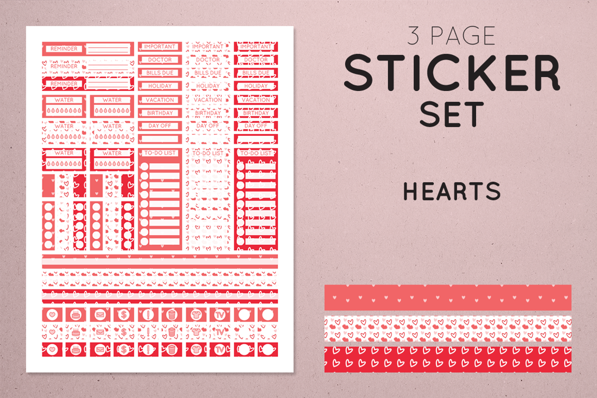 Planner Sticker Set - Hearts, an Object Graphic by Lacy's Designs (Photo 1 of 4)
