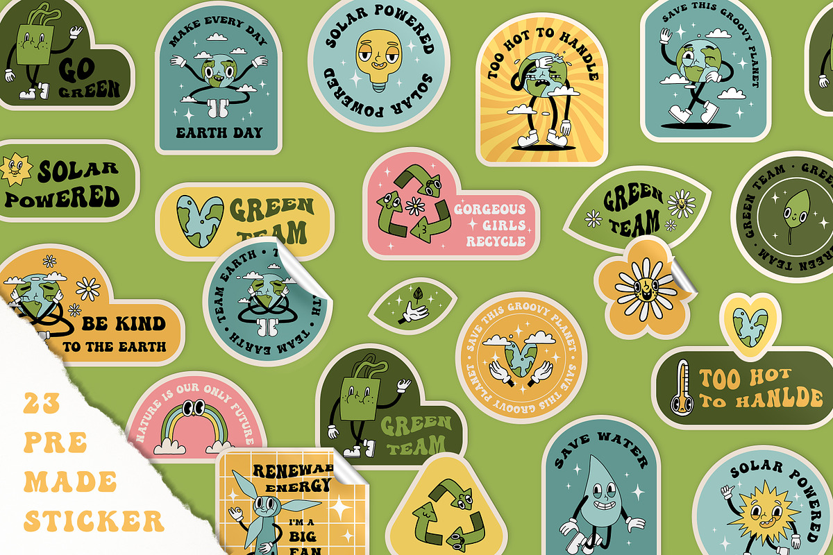 Groovy Earth day elements & prints, a Stationery Template by Cute Atelier (Photo 6 of 9)