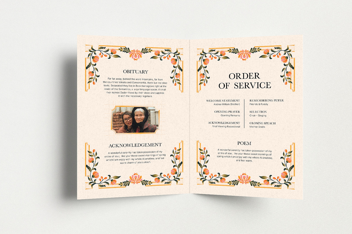 Elegant Floral Funeral Program, a Brochure Template by Neermana (Photo 4 of 4)