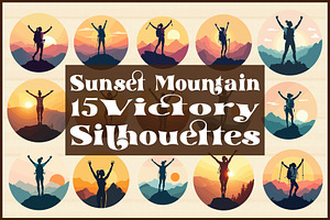 Sunset Mountain Victory Silhouette, an Object Graphic by yasushie