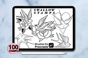 100 procreate swallow stamps, a Brush Add-On by Arts For Peace (Thumbnail 6 of 9)