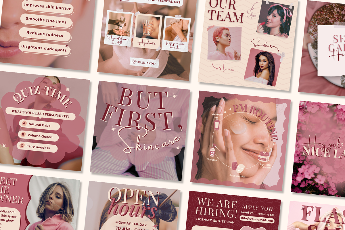 Feminine Pink Instagram Templates, a Social Media Template by Boldette Studio (Photo 6 of 7)
