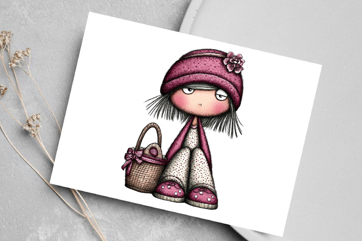 Watercolor Retro Girls Clipart, an Illustration by Canvas Craft (Photo 7 of 7)