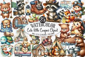 Cute Little Campers Clipart, an Illustration by Designking