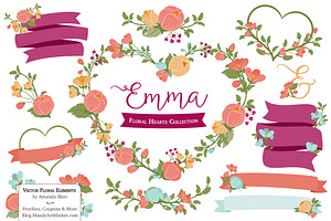 Bohemian Floral Heart Wreath Vectors, an Illustration by Amanda Ilkov