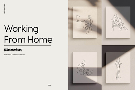 Working From Home : Line Drawings, a Technology Illustration by Whimsy Works