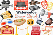 Watercolor Cinema Clipart, Movie PNG, an Illustration by CropUp Creative (Thumbnail 1 of 4)