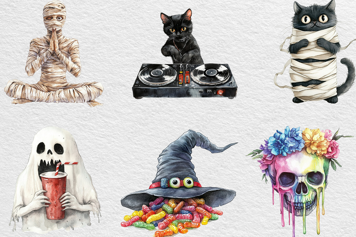 Quirky Halloween Sublimation Clipart, an Illustration by Black Bird Studio (Photo 5 of 6)
