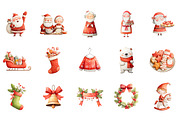 Watercolor Christmas Clipart, an Illustration by CreationArt (Thumbnail 3 of 5)