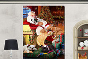 Santa with French Bulldog Wall Art, an Animal Illustration by Art Paradise Studios (Thumbnail 2 of 3)