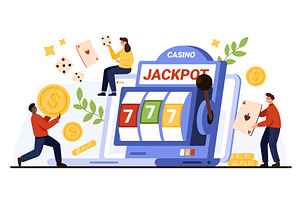 Online Casino Jackpot Slot Machine, a Technology Illustration by Flashvector