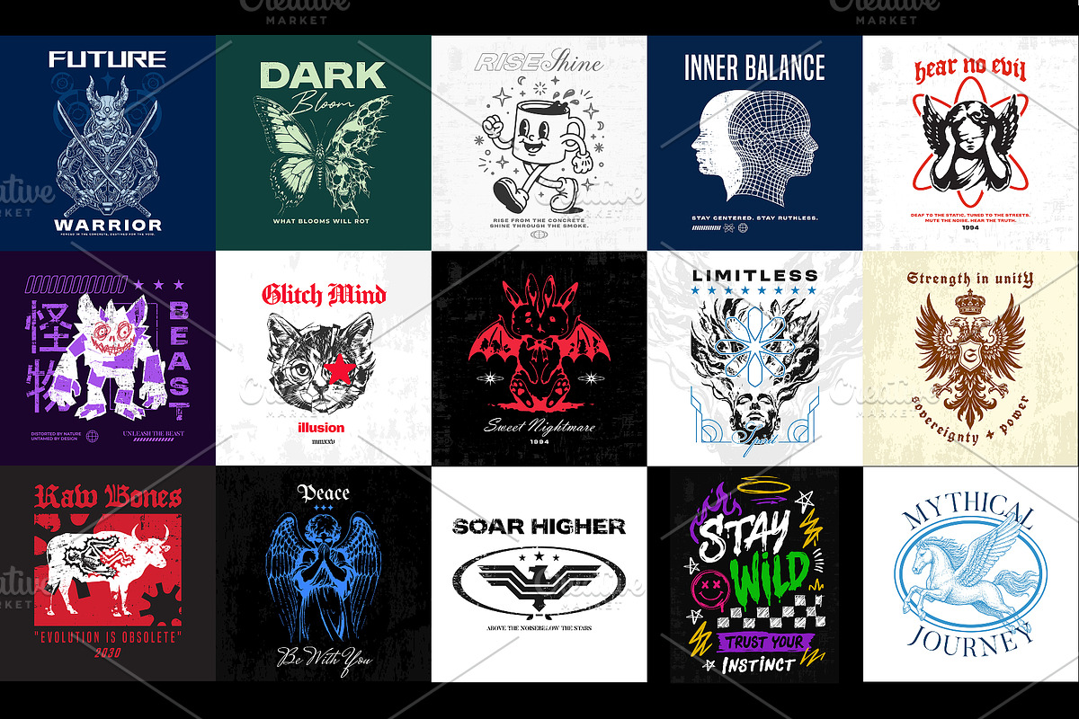 50 Streetwear T-Shirt Designs Bundle, an Object Graphic by Pries Studio (Photo 4 of 4)