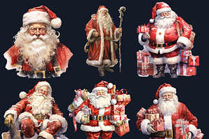 Watercolor Santa Claus Clipart