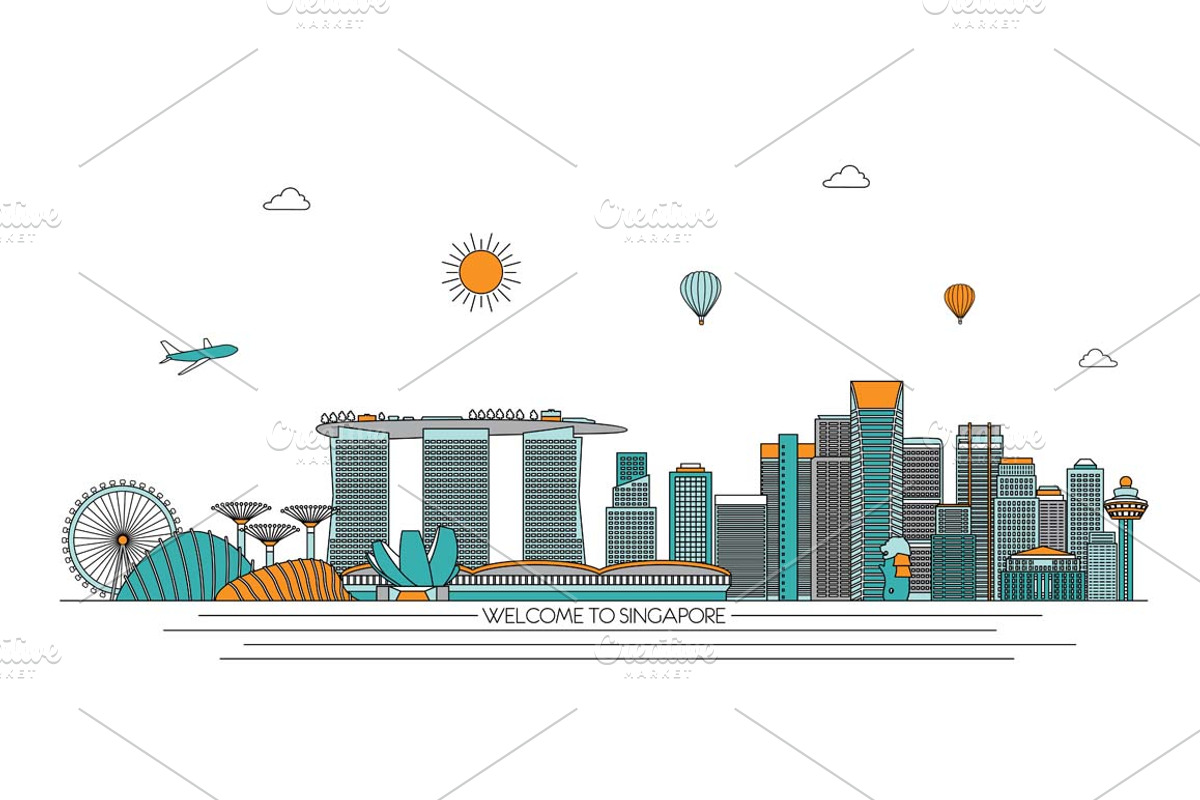 Singapore line art skyline, an Illustration by LisaKolbasa (Photo 1 of 3)