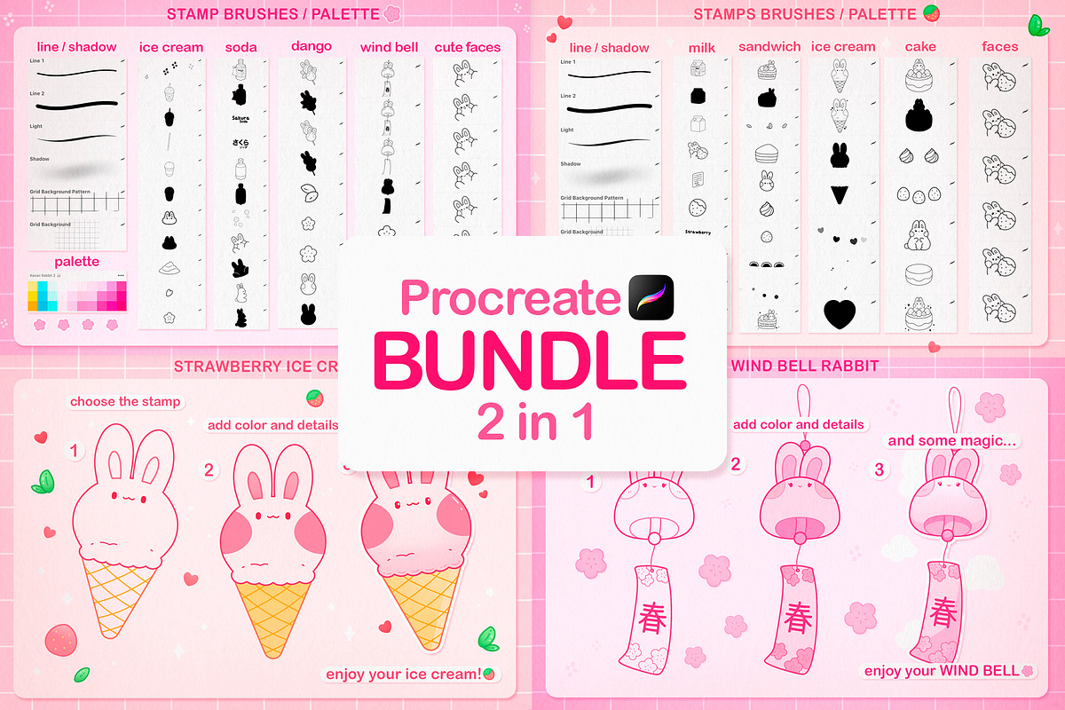Procreate Brushes Bundle Rabbits, a Brush Add-On by InkPrintsTattoo (Photo 2 of 10)