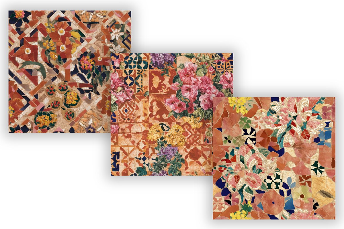 Mosaic Mediterranean Blossoms, a Pattern Graphic by FloridPrintables (Photo 4 of 7)