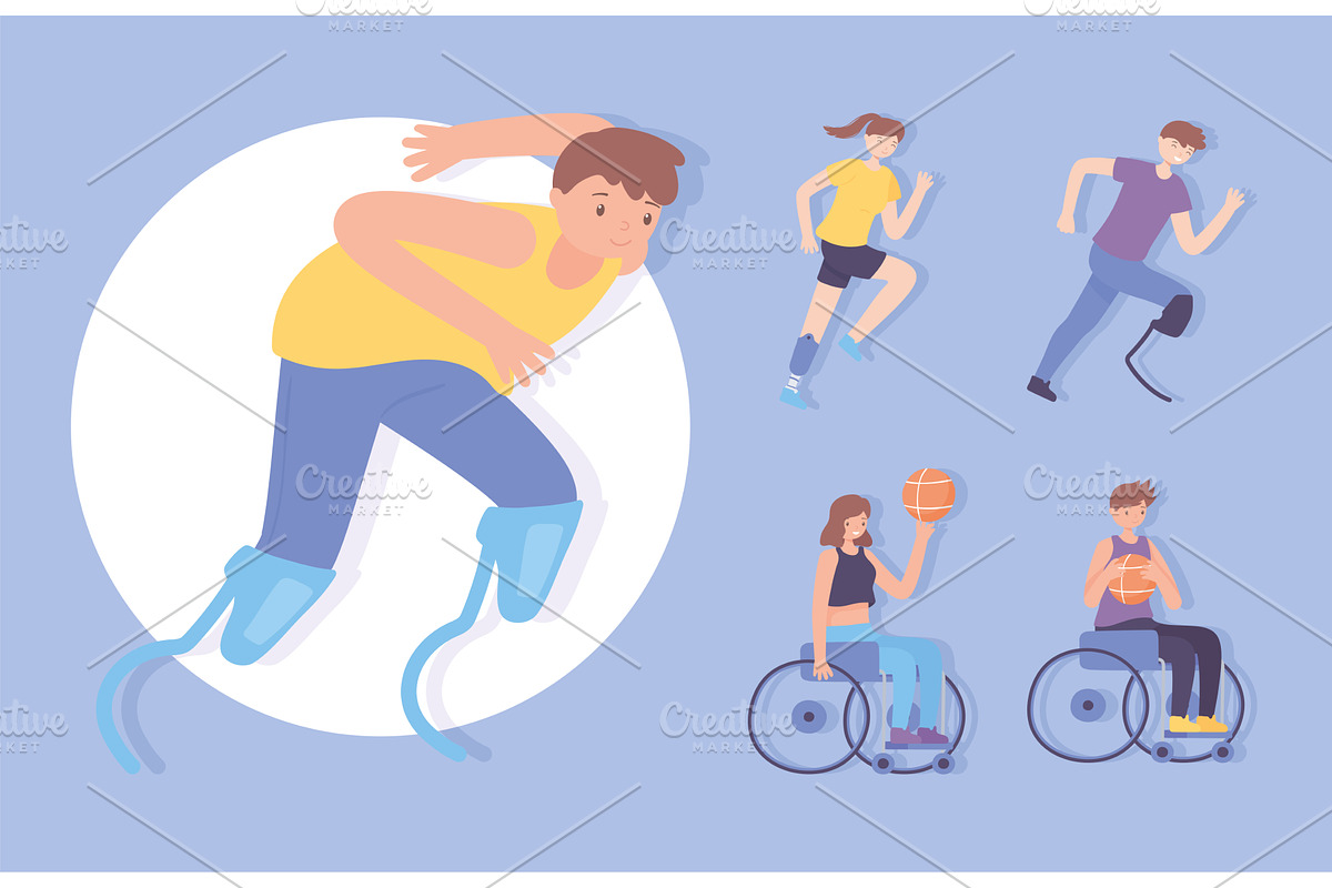 set disabled people sport, a Person Illustration by studiogstock