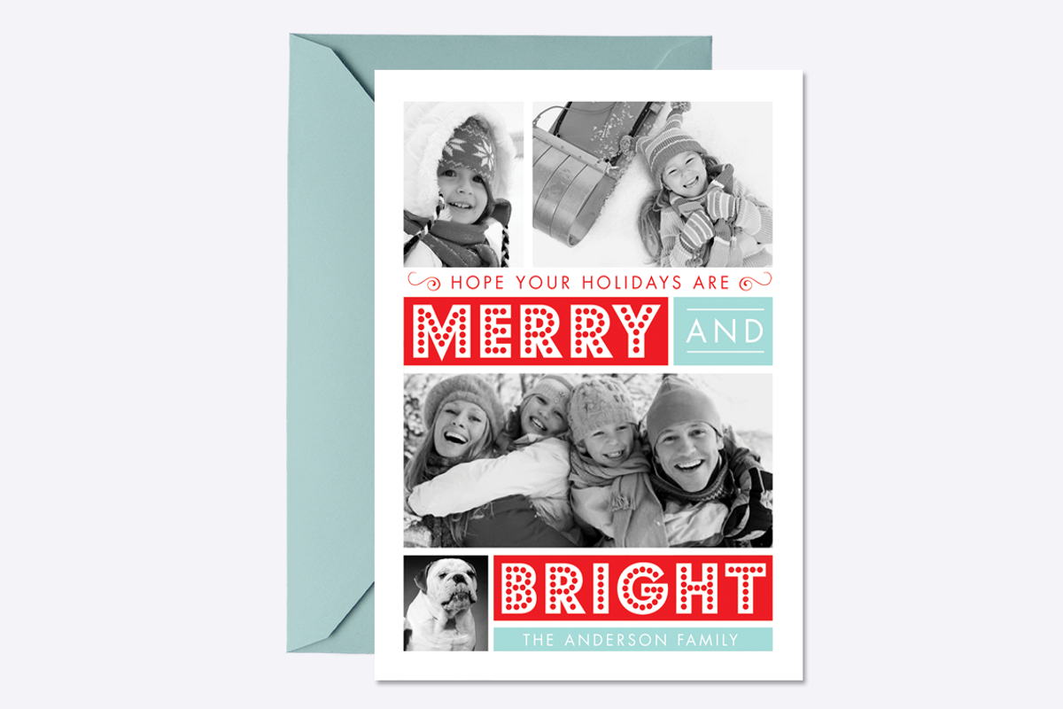 Merry & Bright Holiday Card Template, a Stationery Template by origamiprints (Photo 1 of 2)