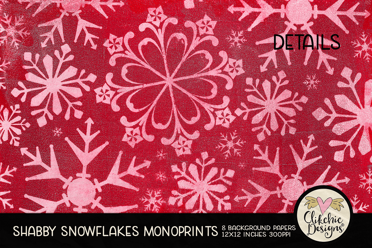 Shabby Snowflake Christmas Papers, a Texture Graphic by Clikchic Designs (Photo 6 of 6)